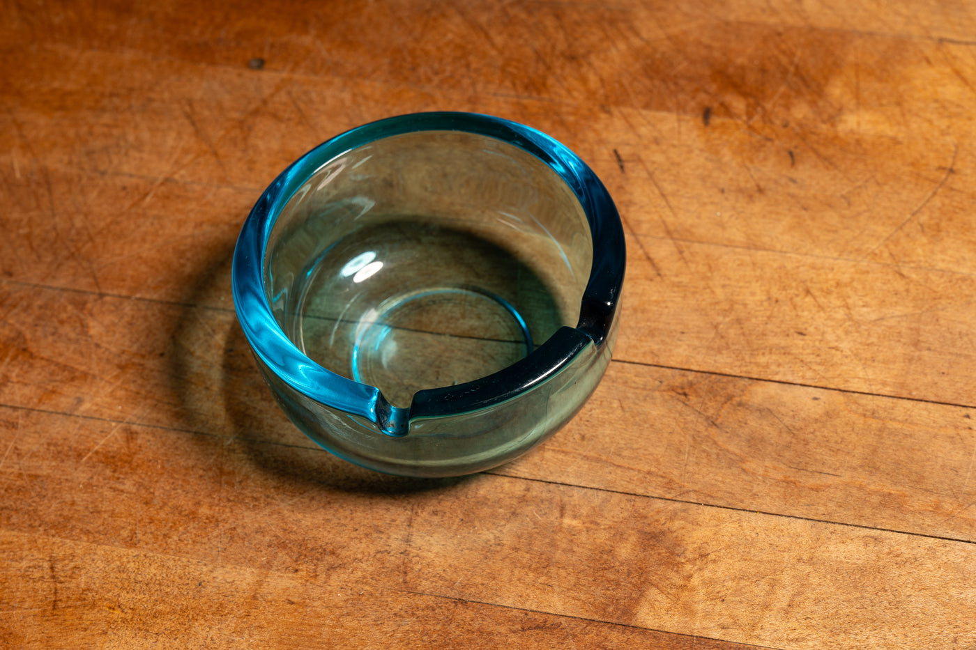 Vintage Glass Ashtray in Light Blue