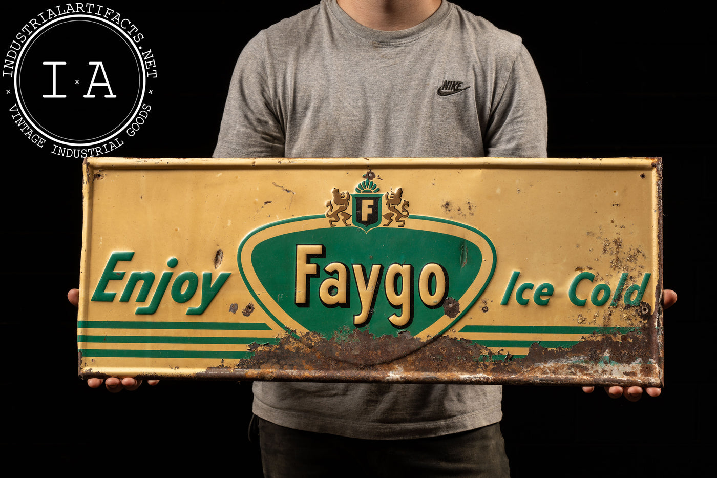 Vintage Faygo Embossed Tin Advertising Sign