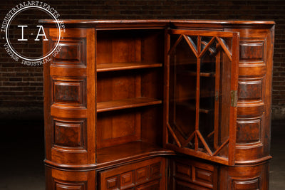 c. 1850 English Mahogany Renaissance Revival Corner Library Cabinet