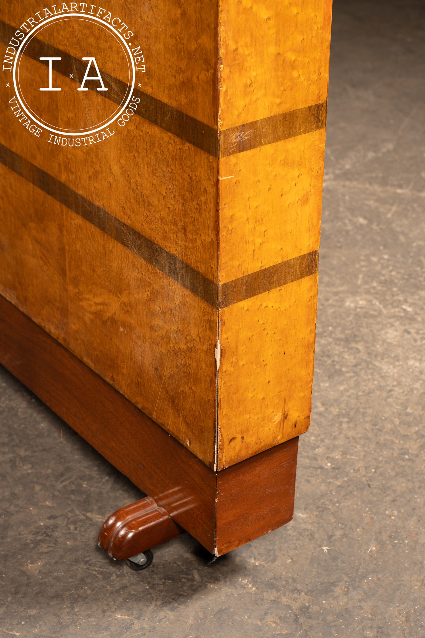 Vintage Art Deco Birdseye Maple Rolling Room Divider