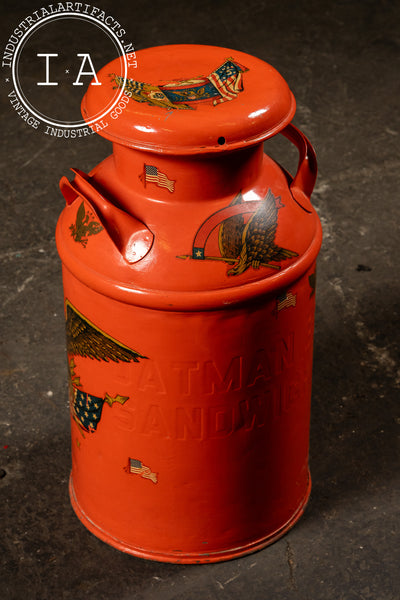 Antique Oatman Bros. Painted Steel Milk Can