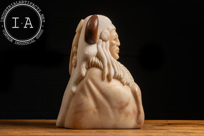 Native American Chief Alabaster Sculpture by B.V. Redmoon