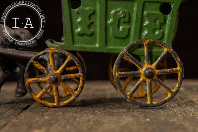 Antique Cast Iron Horse-Drawn Ice Wagon Toy
