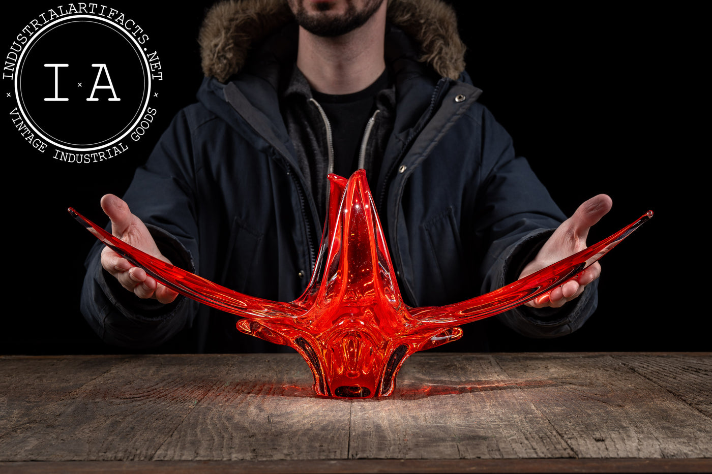 MCM Chalet-Inspired Art Glass Dish in Ruby