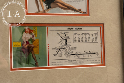 Vintage Framed Pin-Up Calendar Ads