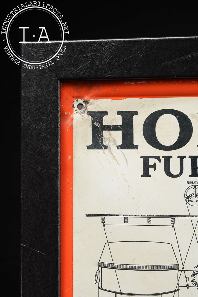 Framed Holland Furnace Co. Instructional Tin Sign