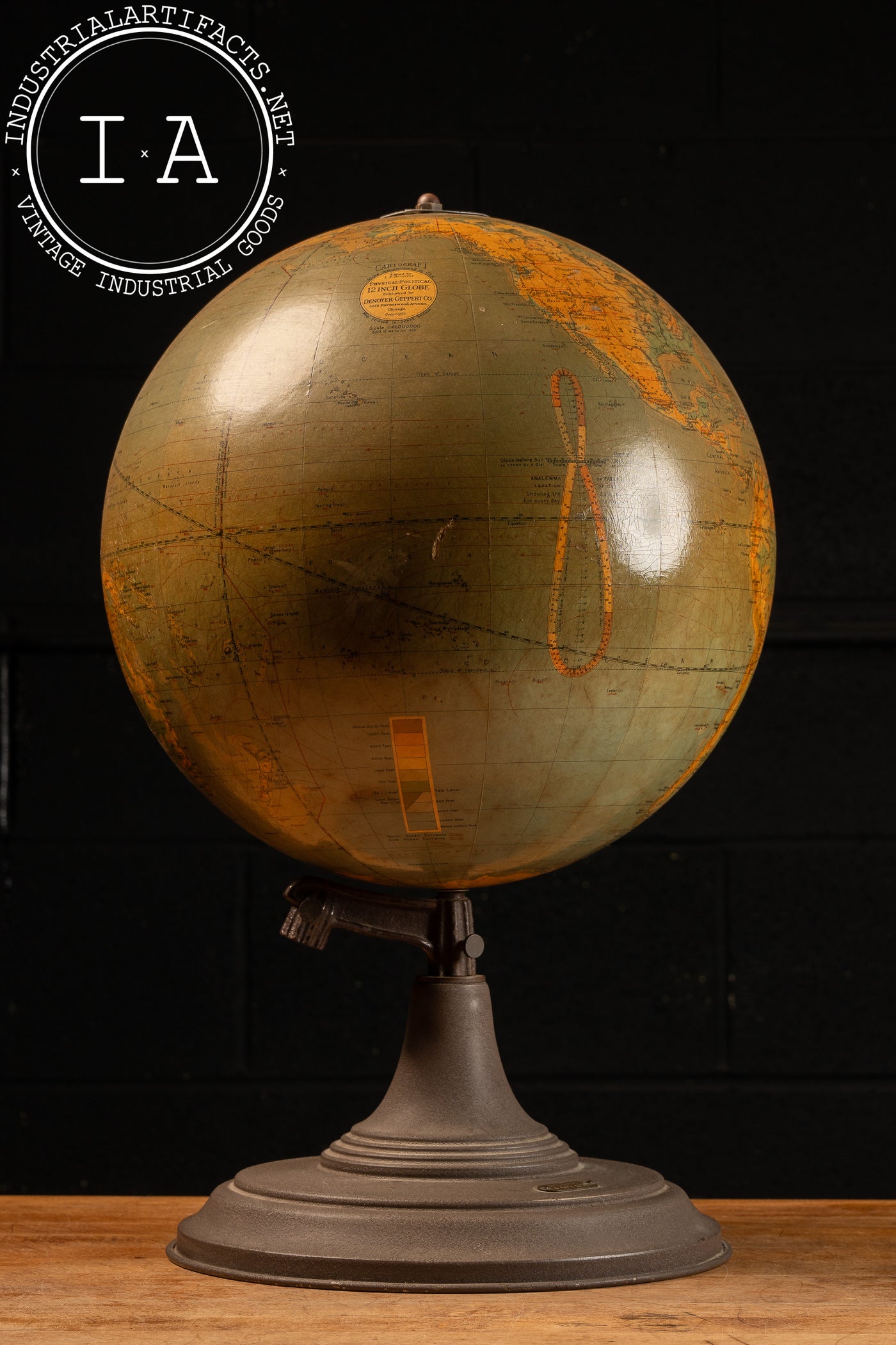 Vintage 12-Inch Cartocraft Physical-Political Globe