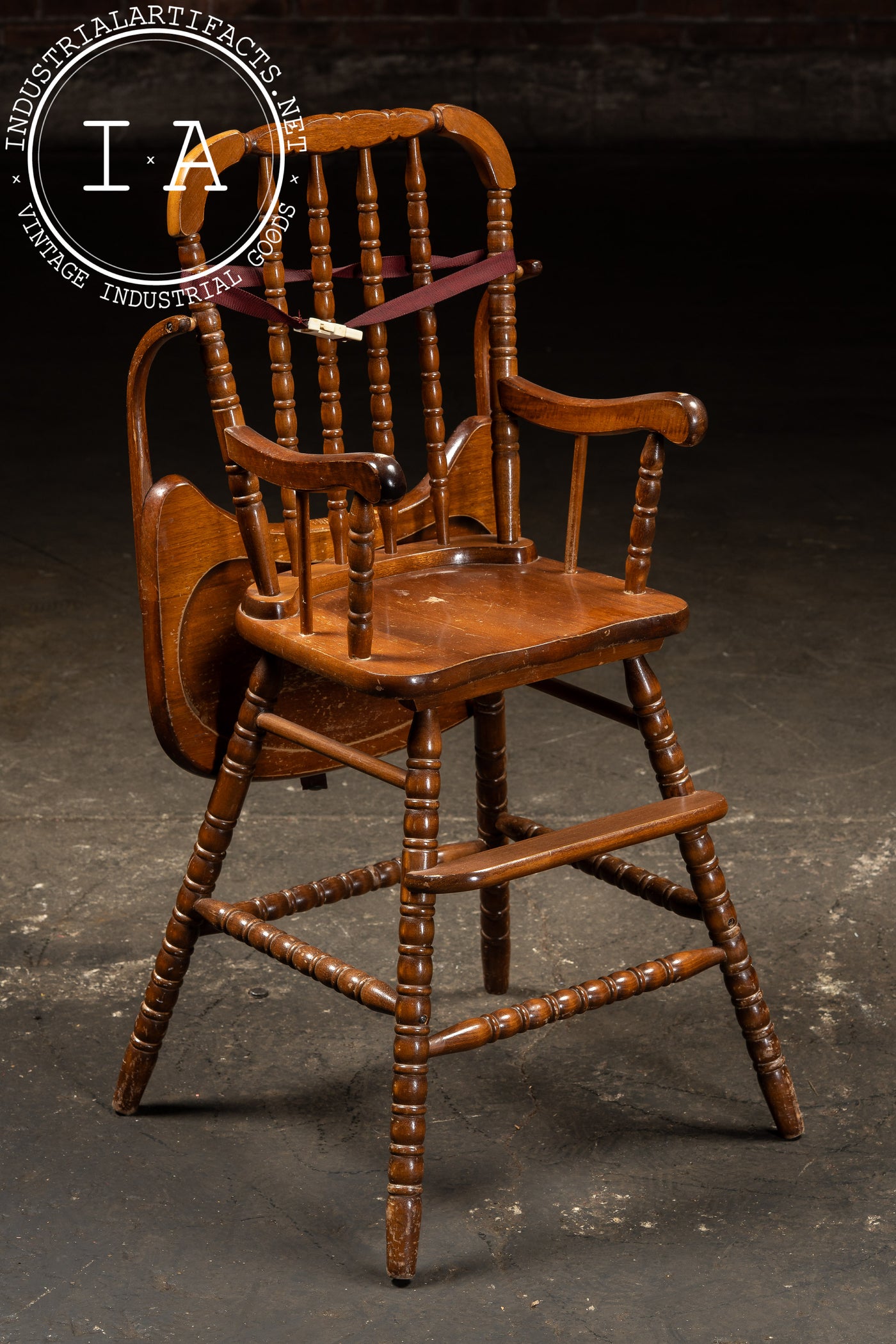 Early 20th Century "Jenny Lind" Wooden Spindle-Back Childrens High Chair
