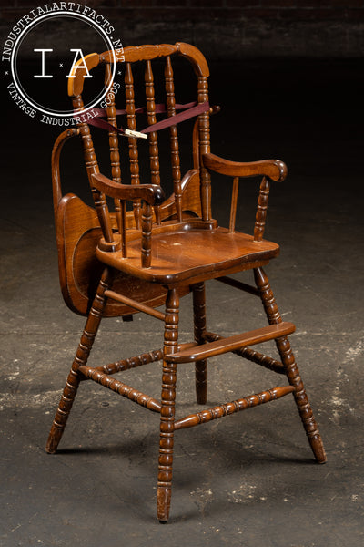 Early 20th Century "Jenny Lind" Wooden Spindle-Back Childrens High Chair