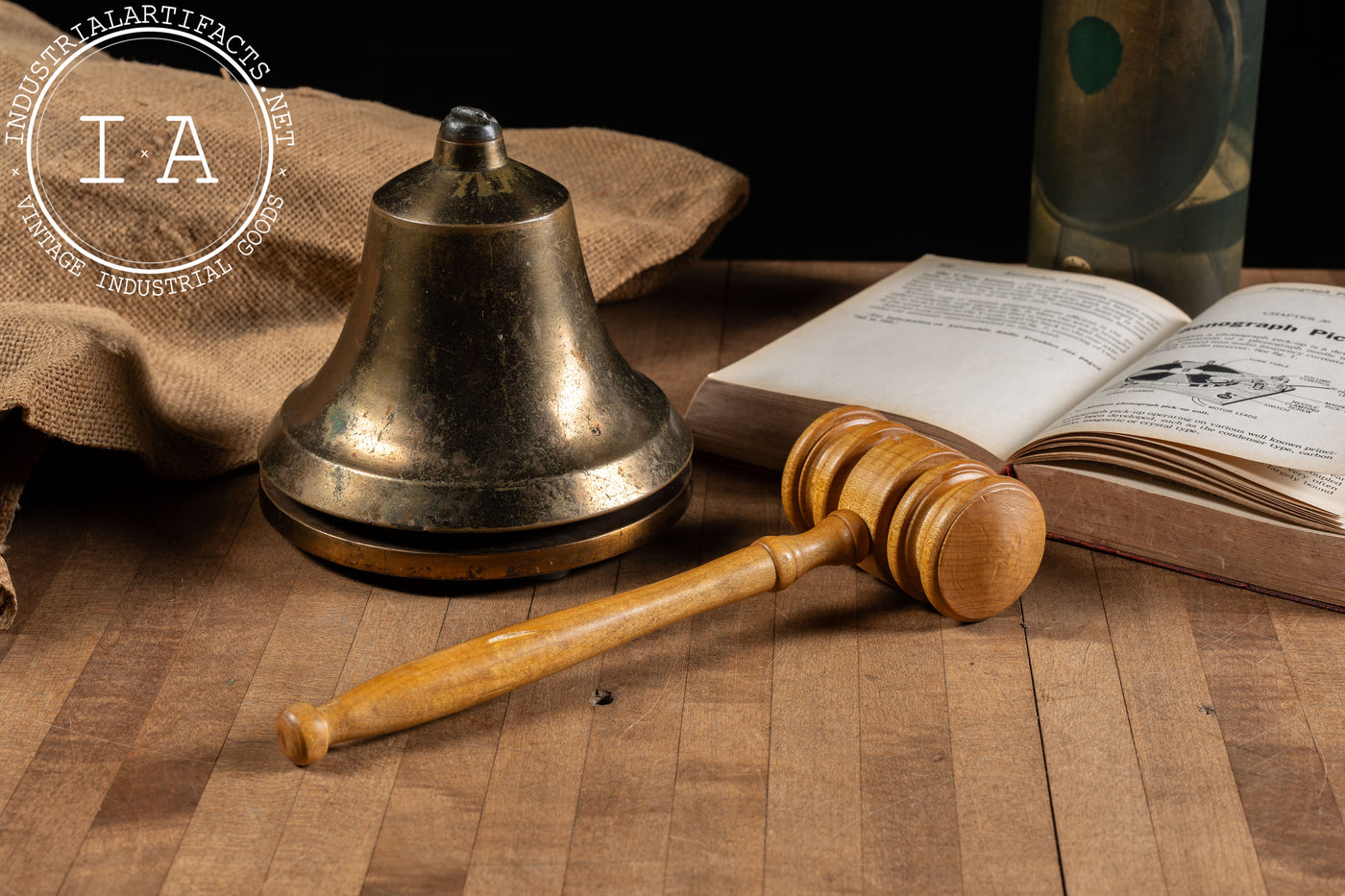 Vintage Brass Bell and Gavel Set