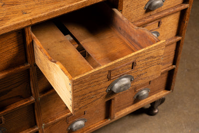 Antique Oak 12-Drawer Document Cabinet