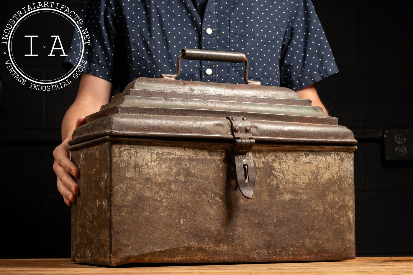 Early 20th Century Painted Metal Toolbox