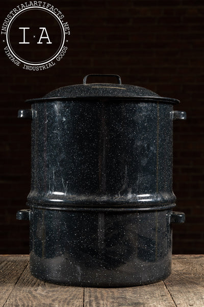 Mid-Century Enamelware Steamed Clams & Broth Pot