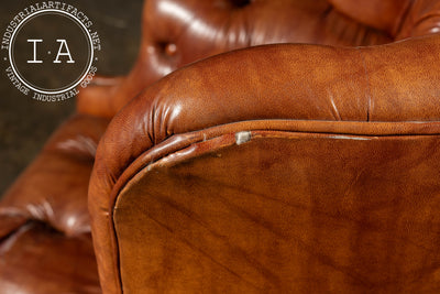 Tufted Vinyl Chesterfield Wingback Armchair in Brown
