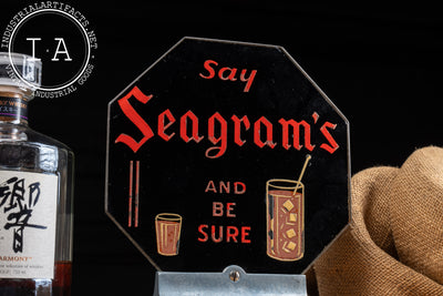 Vintage Lighted and Reverse-Painted Glass Seagram's Sign