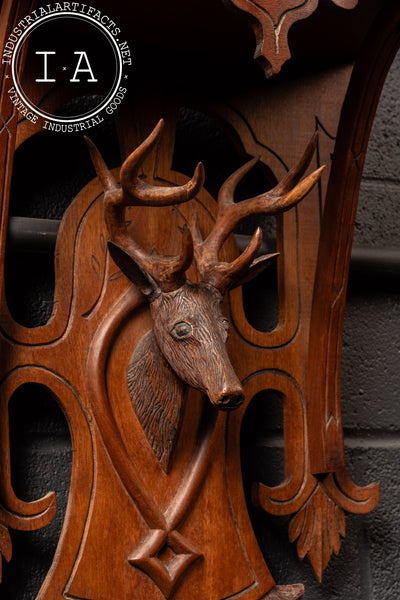 Antique Wooden Carved Deer Hallway Rack