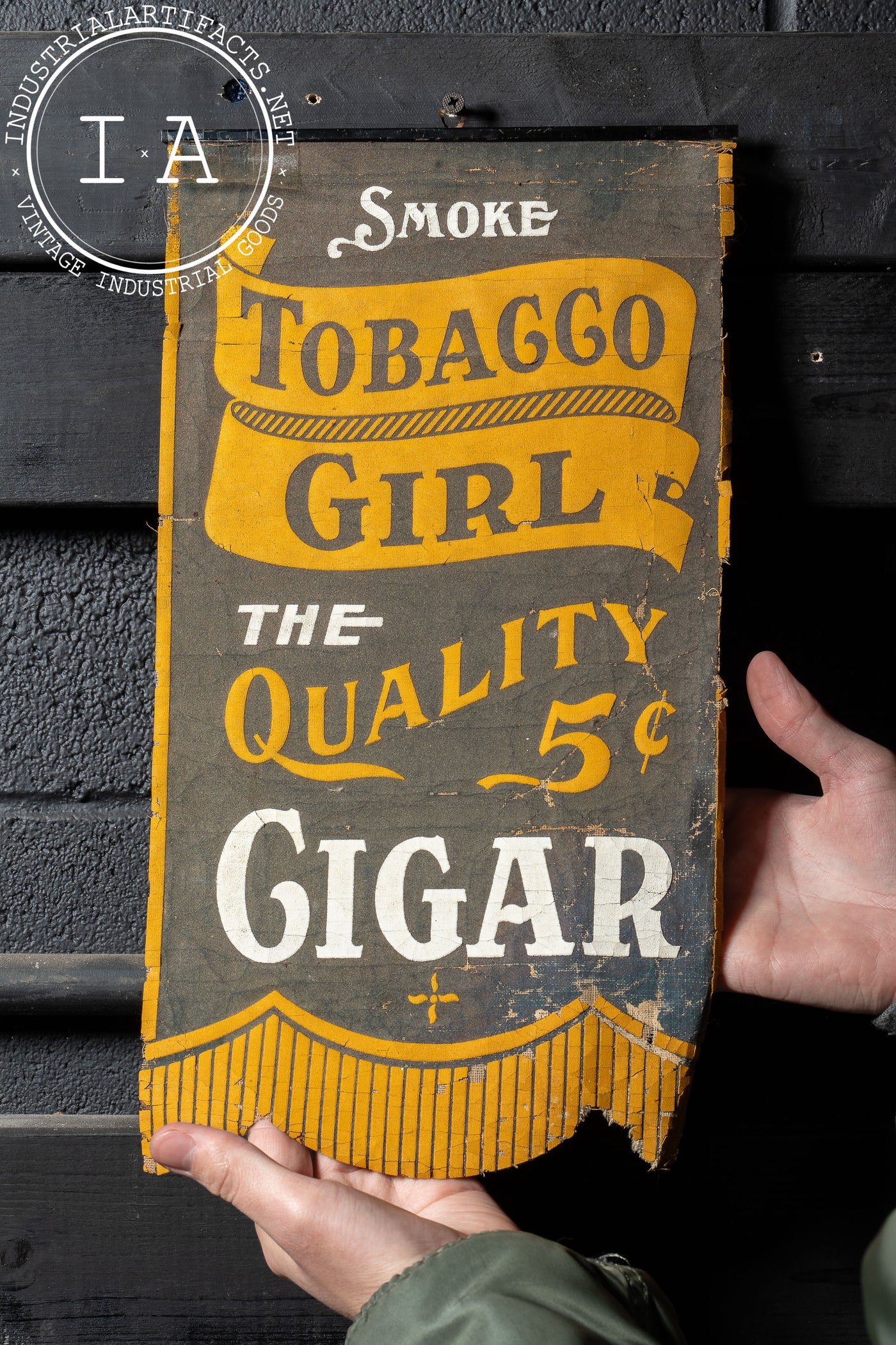 Early 20th Century Tobacco Girl Cloth Advertising Banner