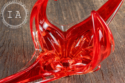 MCM Chalet-Inspired Art Glass Dish in Ruby