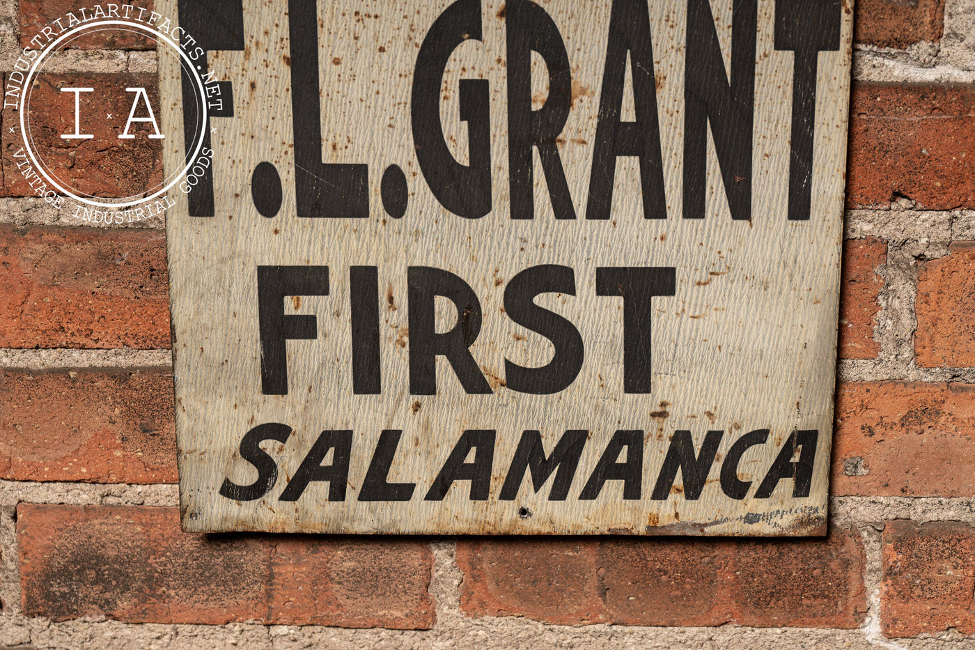 Early 20th Century Hand-Painted "F. L. Grant" Tin Ithaca Sign