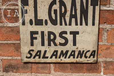 Early 20th Century Hand-Painted "F. L. Grant" Tin Ithaca Sign