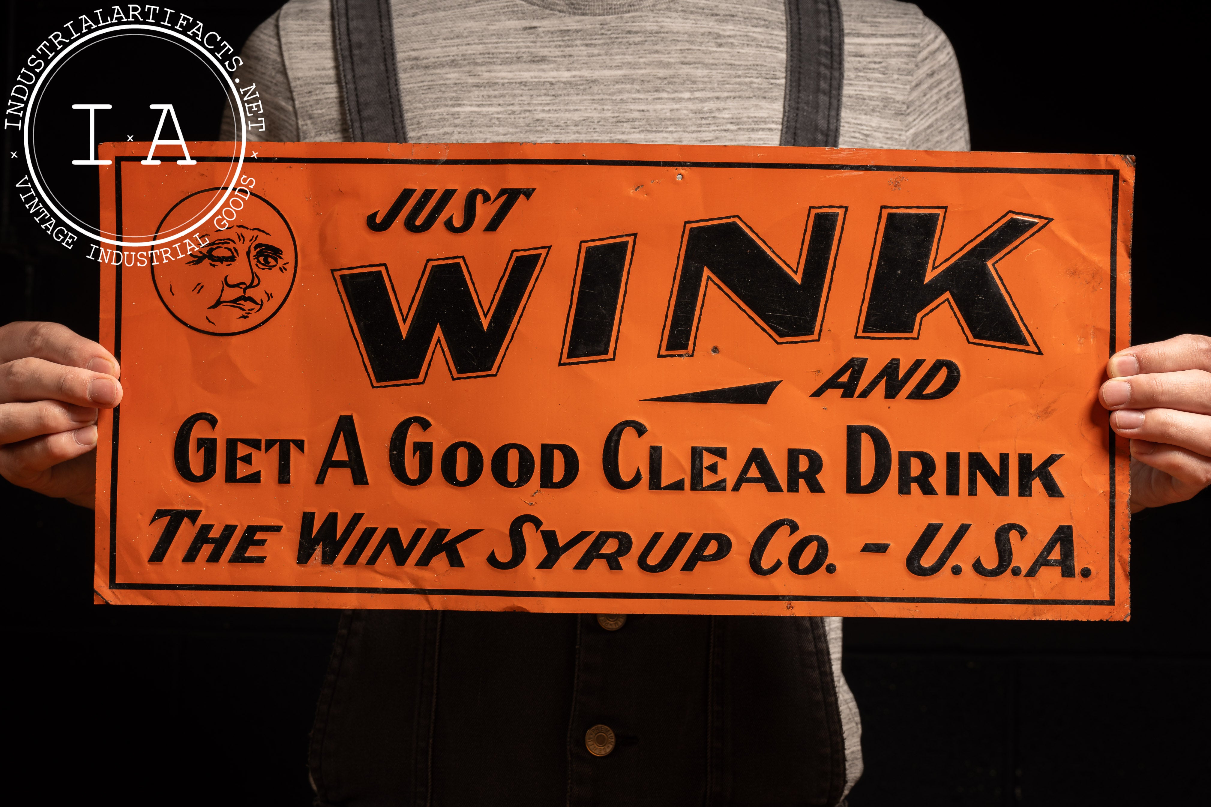 Antique Wink Soda Embossed Tin Tacker Advertising Sign – Industrial ...