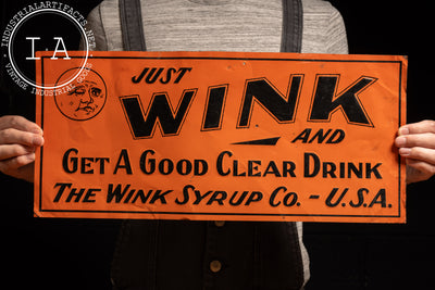 Antique Wink Soda Embossed Tin Tacker Advertising Sign