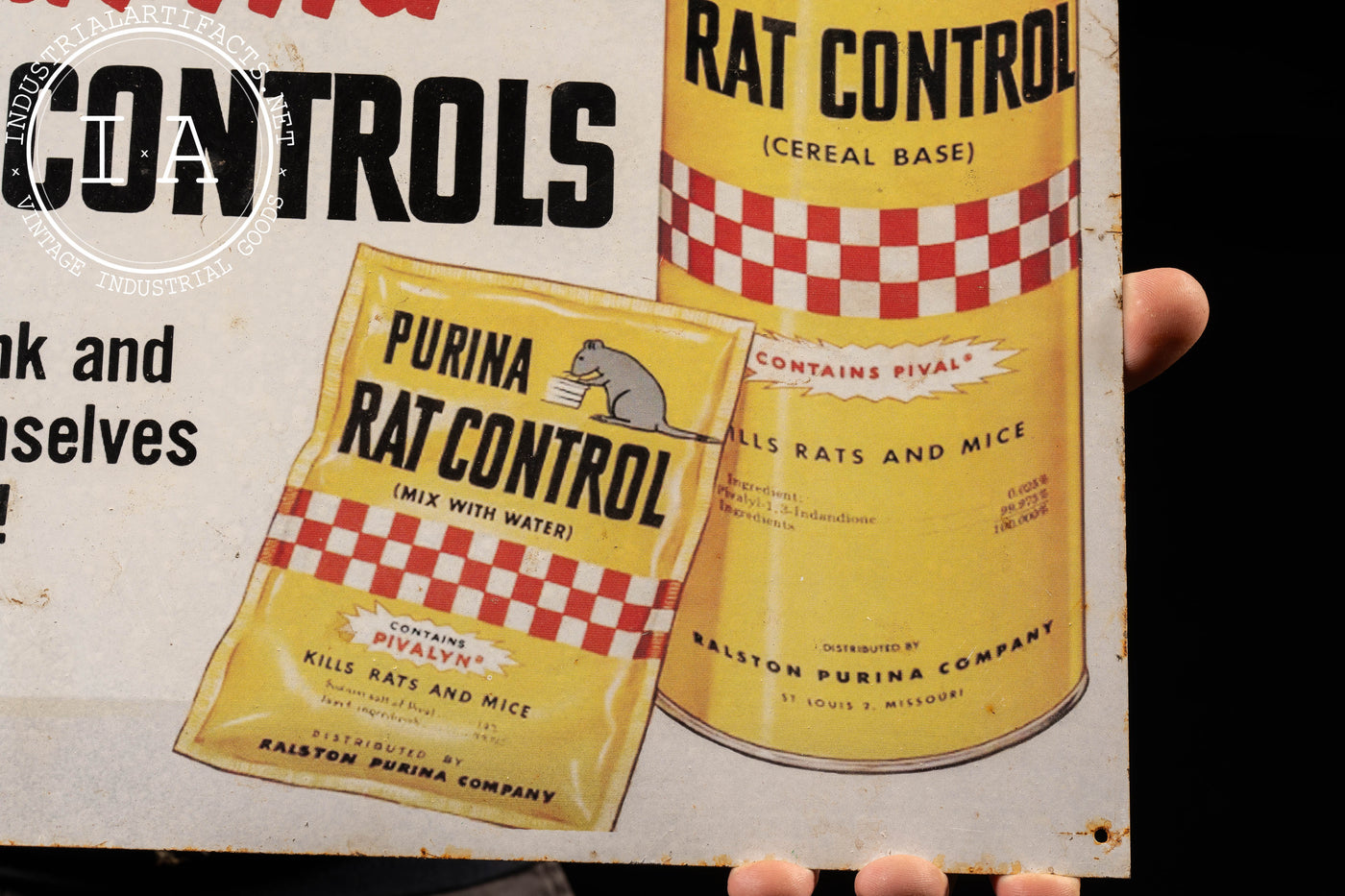 Vintage Purina Rat Controls Advertising Sign