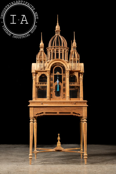 Antique Sacré-Cœur Basilica Bird Cage on Table