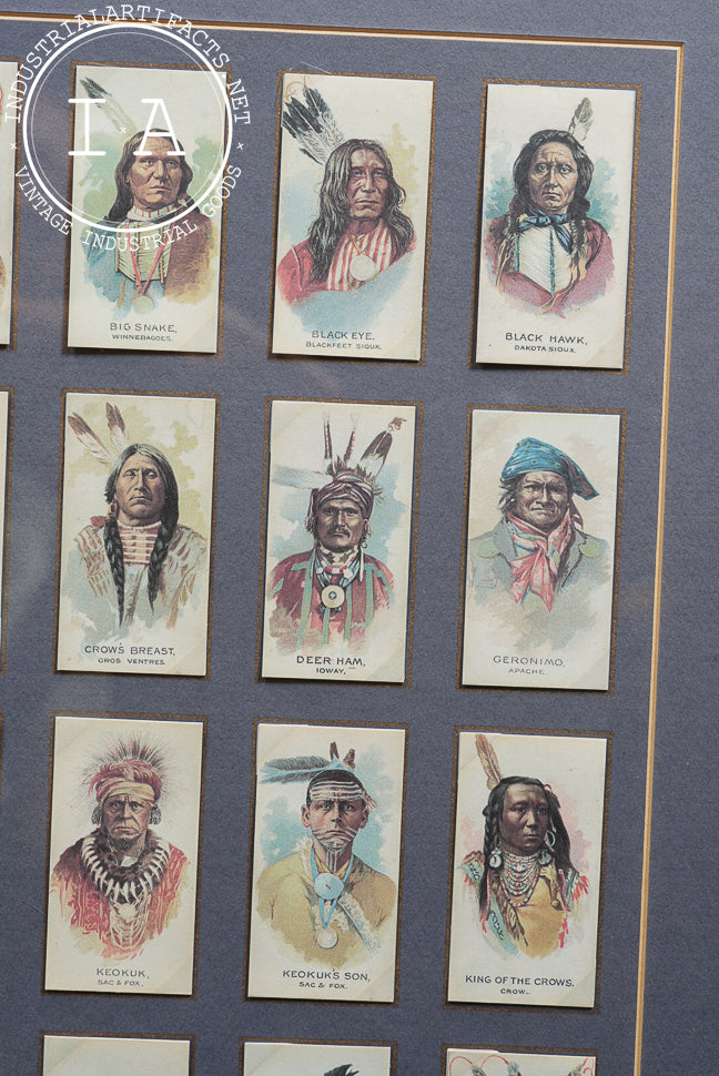Framed Reproduction "American Indian Chiefs" Tobacco Card Set