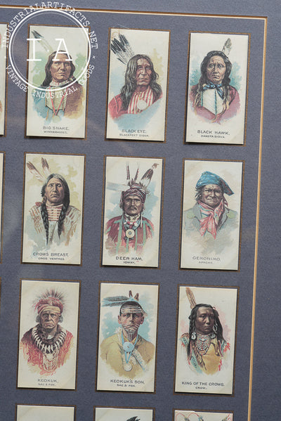 Framed Reproduction "American Indian Chiefs" Tobacco Card Set
