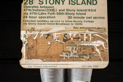 Vintage Chicago CTA Bus Stop Sign | #28 Stony Island