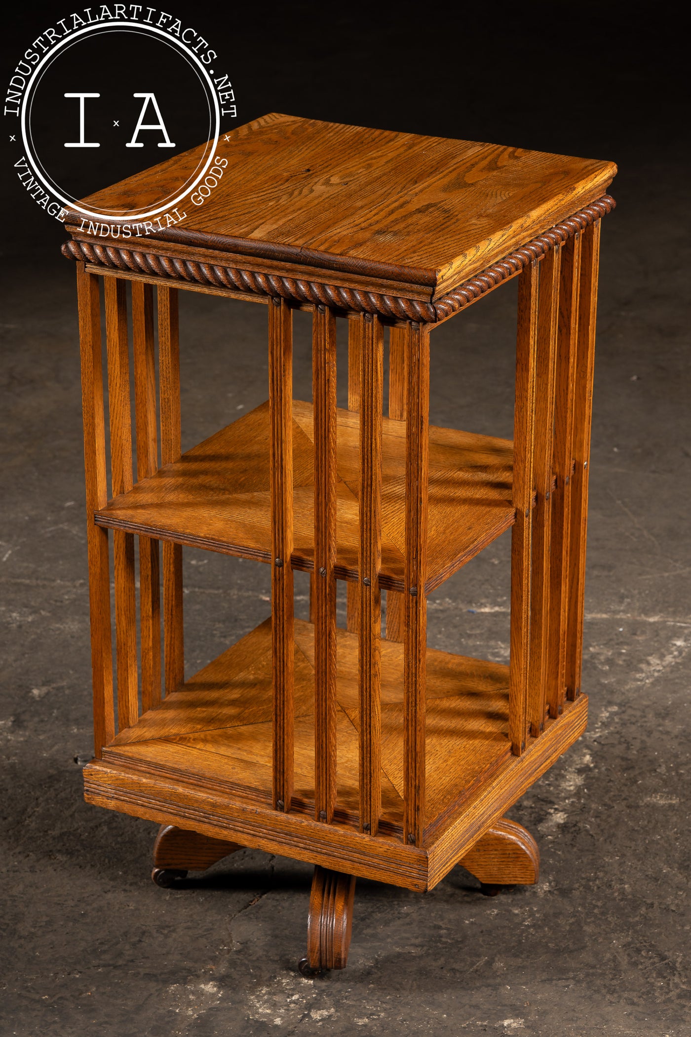 Vintage Oak Revolving Bookcase