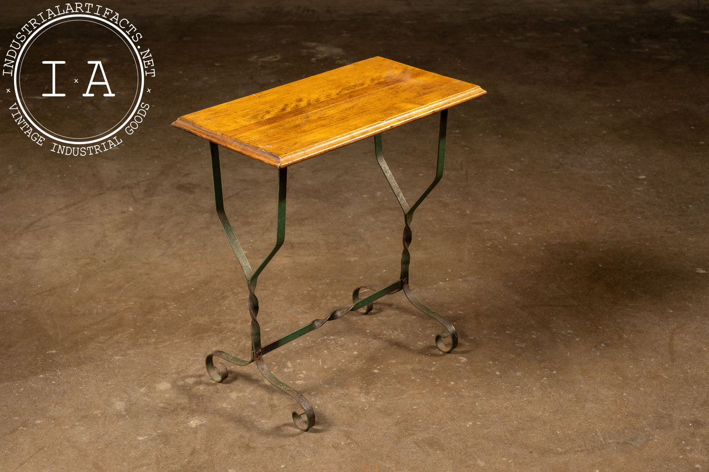 Early Oak and Wrought Iron Side Table