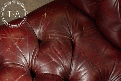 Vintage Tufted Leather Chesterfield Sofa in Burgundy