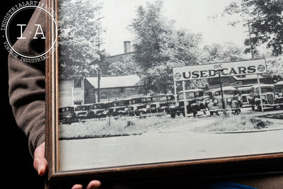 Vintage Framed Michigan Car Lot Photograph