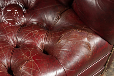 Vintage Tufted Leather Chesterfield Sofa in Burgundy