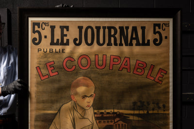 Le Coupable Large Litho French Show Ad - Framed