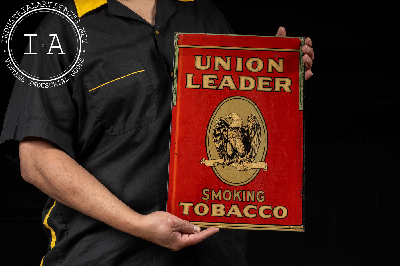 Vintage Union Leader Tobacco Tin Litho Sign