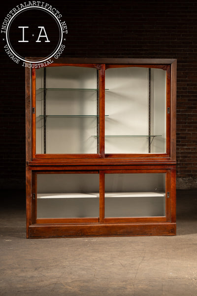 Early 20th Century Oak Display Cabinet with White Interior