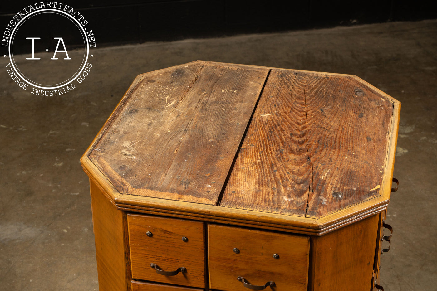 Early 20th Century Rotating Hardware Cabinet with Pull Drawers