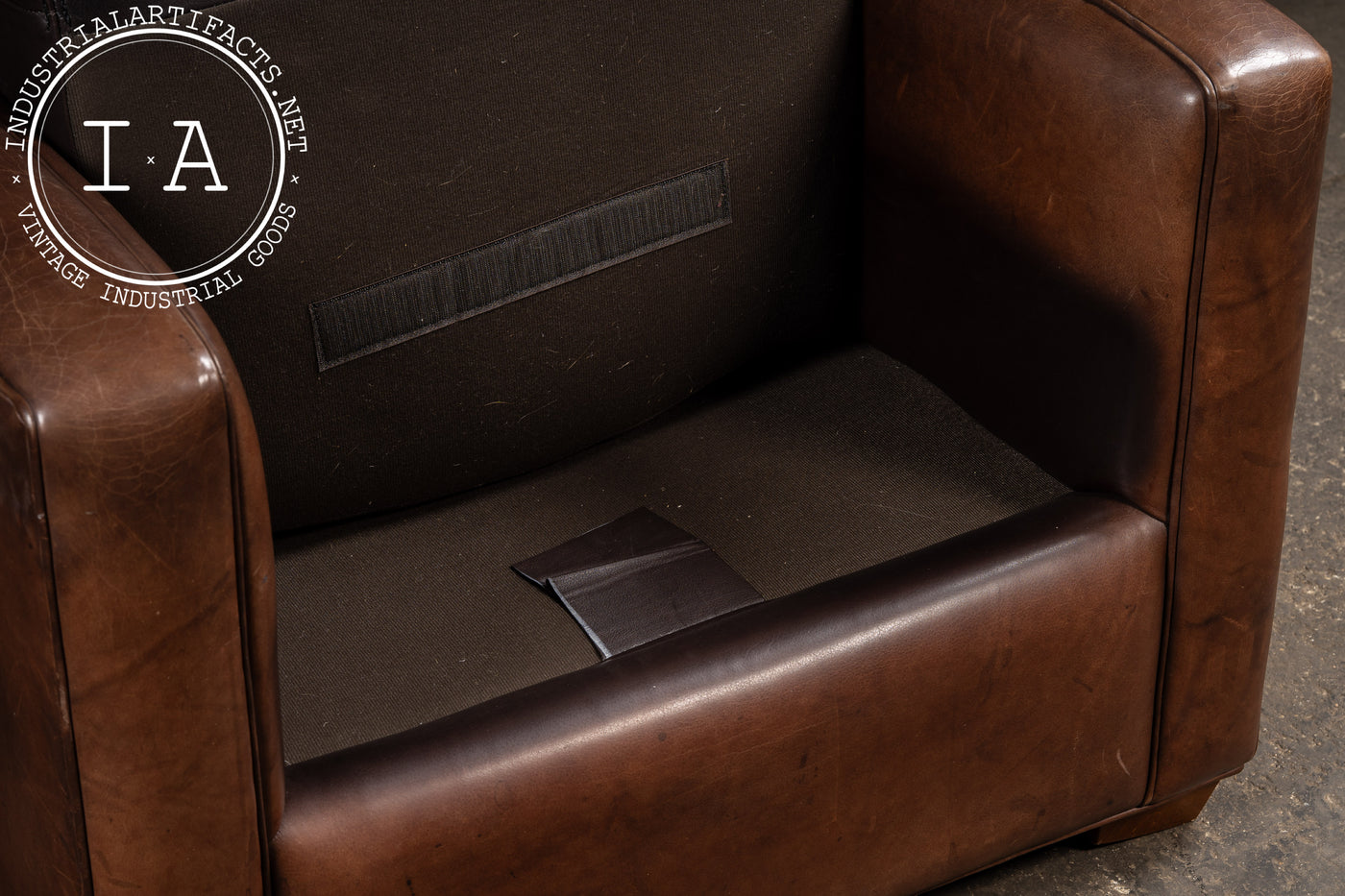 Vintage Leather Clamshell Club Chair and Ottoman Set