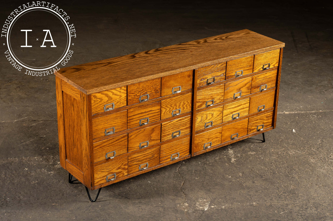 Vintage Oak 24-Drawer Apothecary