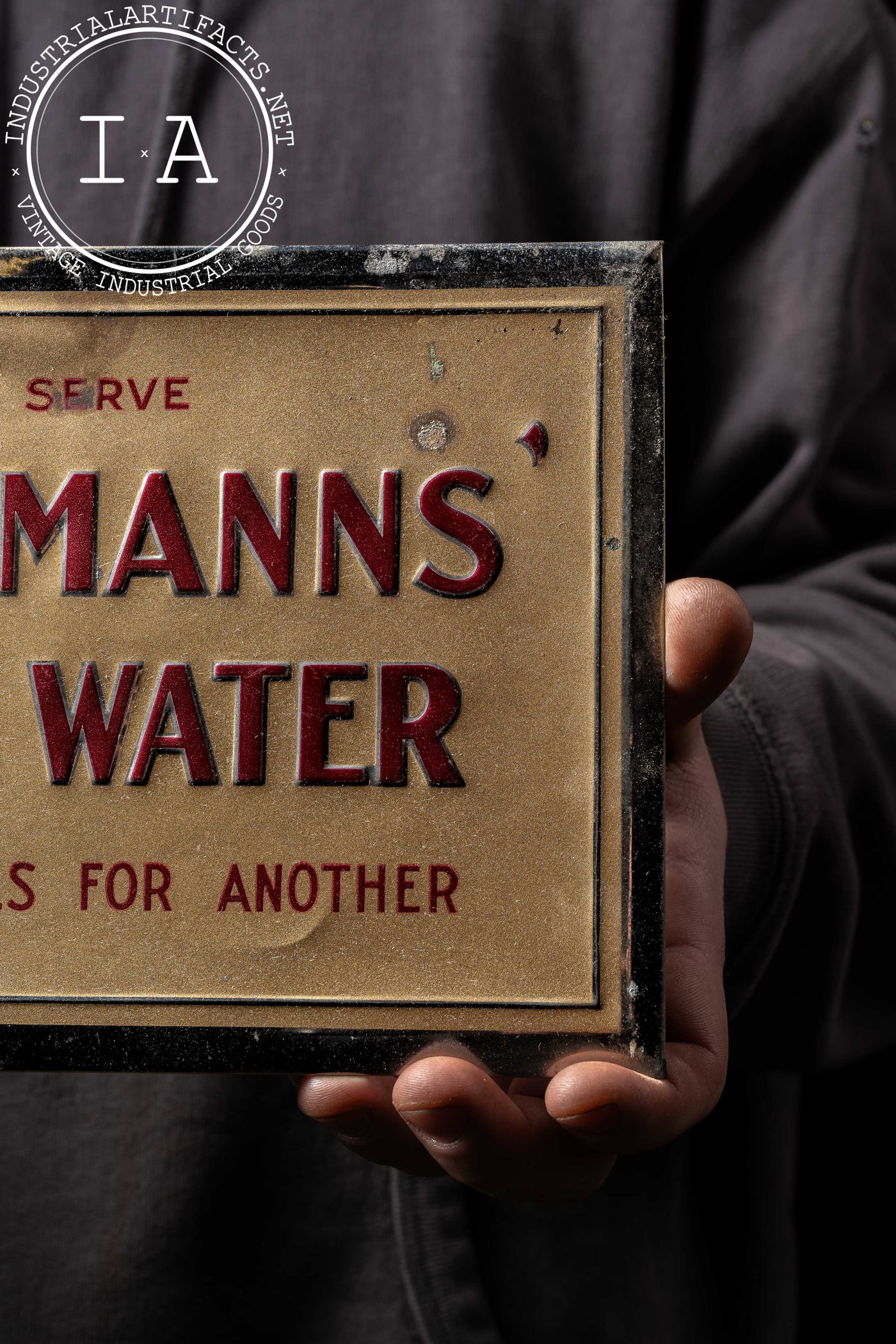 Vintage Husemanns Soda Water Tin over Cardboard Sign