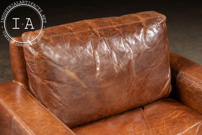 Full Grain Leather Leather Club Chair and Ottoman in Brown by RH