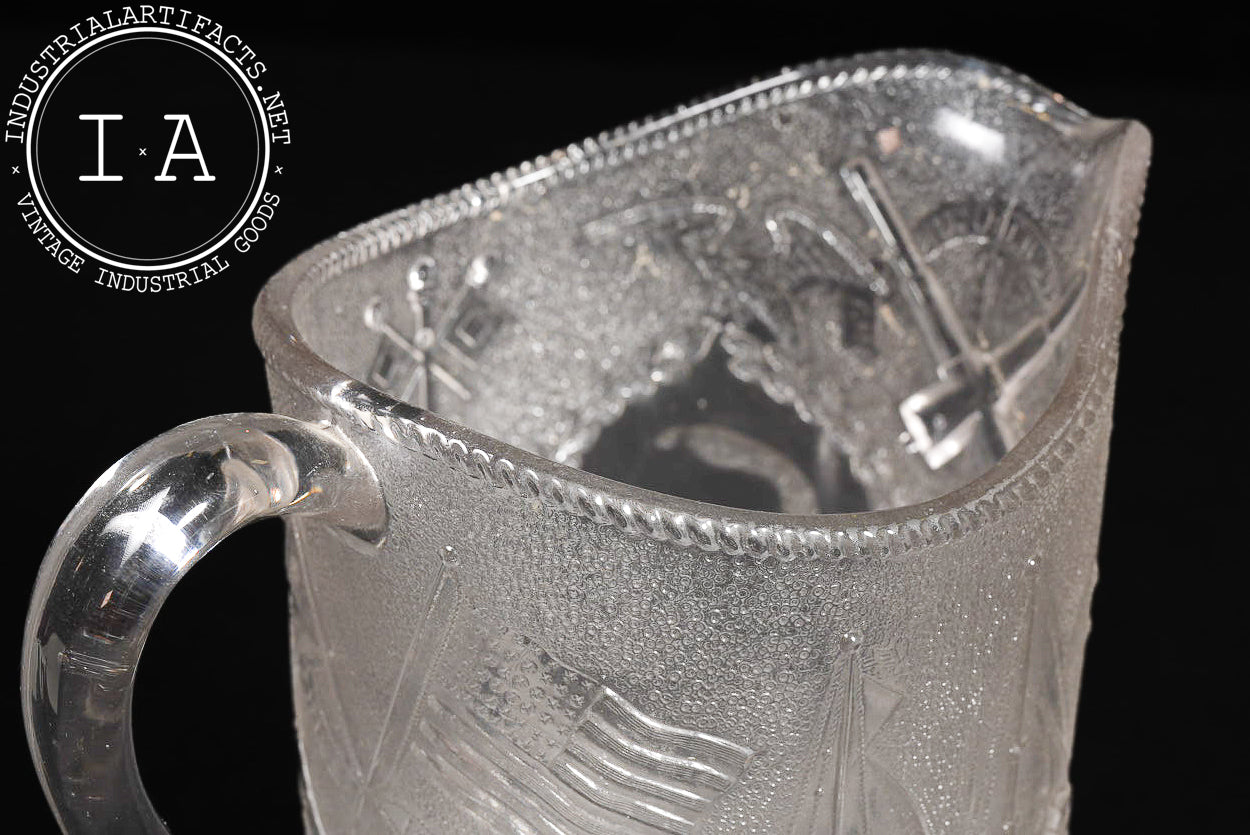 19th Century Admiral Dewey Commemorative Pitcher by Beatty-Brady Glass