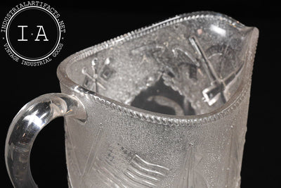 19th Century Admiral Dewey Commemorative Pitcher by Beatty-Brady Glass
