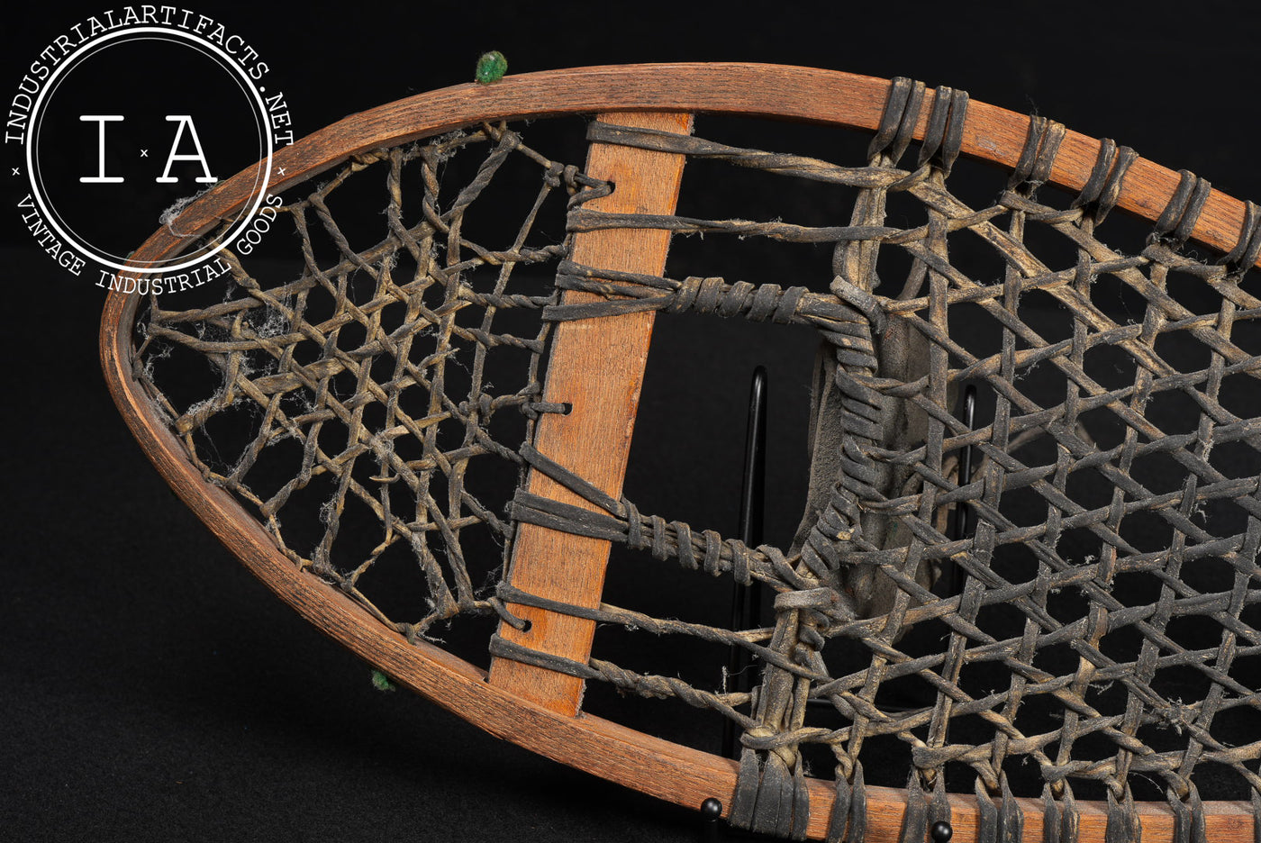 Primitive Wooden Snowshoes with Rawhide Webbing