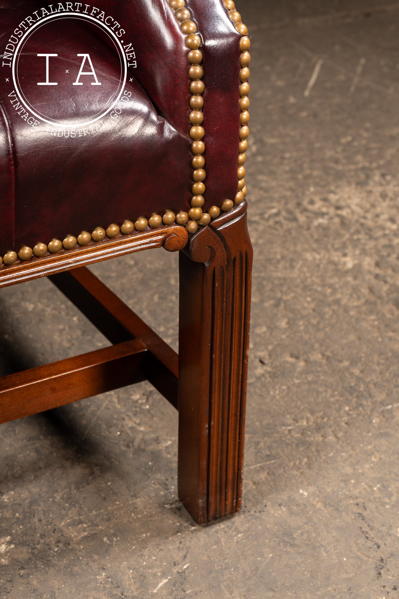 Vintage Burgundy Tufted Leather Chesterfield Club Chair