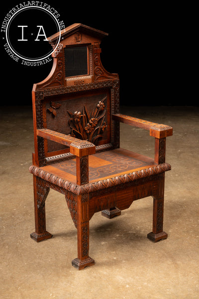 19th Century Ornately Carved Mahogany Fauteuil Chair