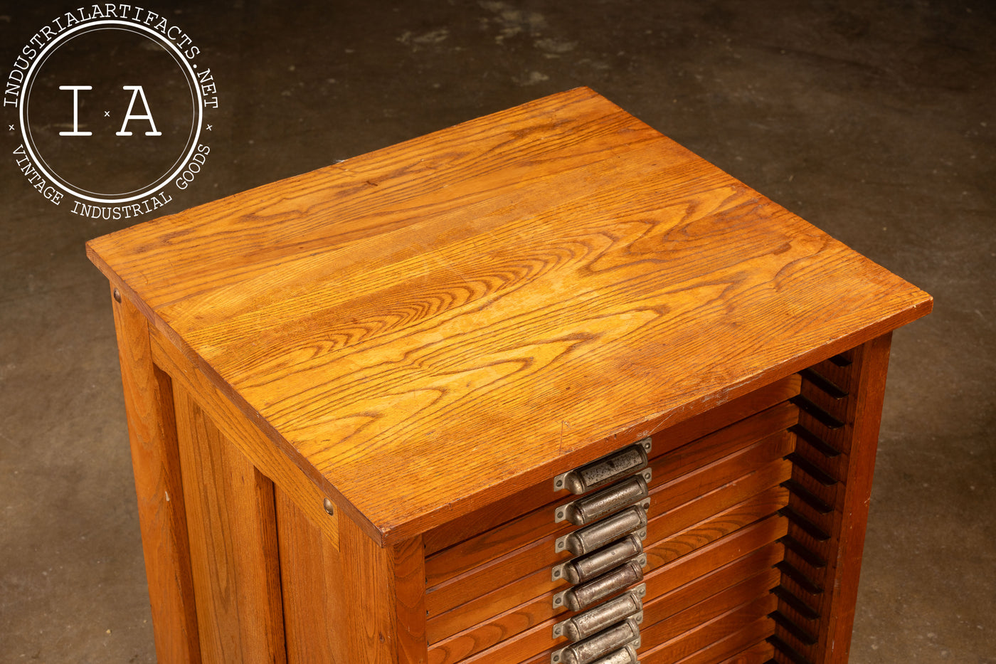 Antique Oak Printer's Cabinet with Presses